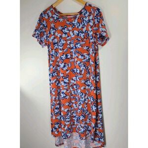 Lularoe Disney Mickey Mouse All Over Print Red Blue Carly Dress Size S
